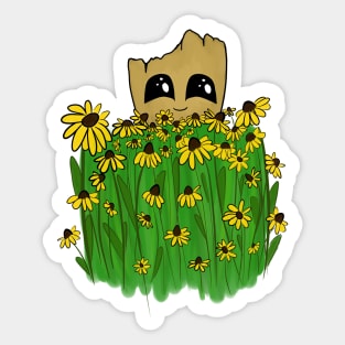 Groot and the Black-Eyed Susans Sticker